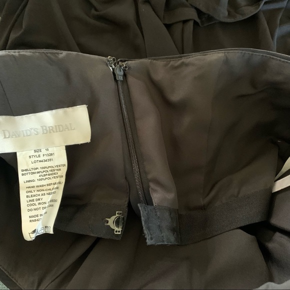 Davids Bridal Satin Jersey Empire Waist Mini Dress - Picture 10 of 12